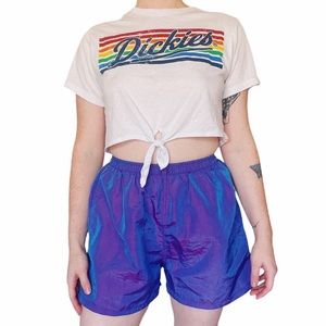 90’s Vintage Blue & Purple Iridescent Swishy Gym Shorts
